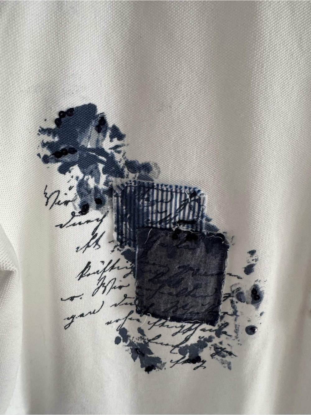NWOT Lauren Ralph Lauren Women’s White Patchwork Pique Polo Shirt w script logo - Picture 4 of 9